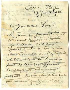 Lettre de Victor Prouvé (Carnac)